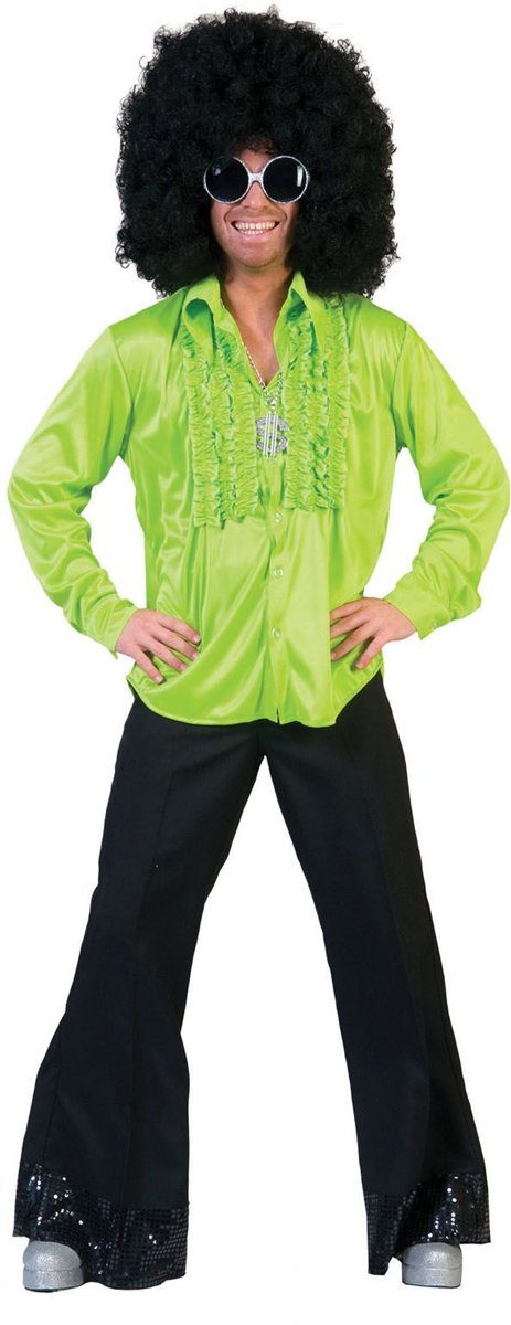 Jaren 80 & 90 Kostuum | Zaterdag Disco Hemd Groen Man | Maat 52-54 | Carnaval kostuum | Verkleedkleding